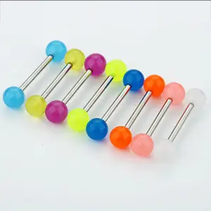 VRIUA Edelstahl Acryl Candy Farbe Nacht Zunge Piercing Lippen Piercing Ringe Weibliche Nippel Piercing Klassisches Piercing