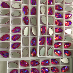 2017 RED AB Accesorios de costura Lágrima Cristal Parte posterior plana Piedras de cristal - Product Image 6