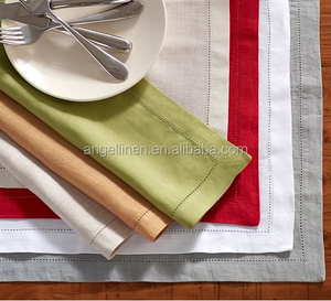 High Quality Embroidery <strong>Linen</strong> <strong>Placemat</strong> in Solid Colors with Dot Hemstitch - Product Image 2