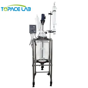 Topacelab 20L Jacketed Glass Mixing Reactor PTFE Sealing Material Available in 1L 2L 3L 5L 10L 20L 30L 50L 100L Capacities