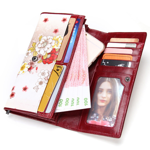 Portafoglio lungo da donna stampato su misura con copertura RFID con chiusura integrata custodia per <span class=keywords><strong>cellulare</strong></span> in vera pelle - Product Image 5