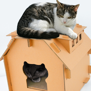 Marque-chat jouets couches forme ondulée gratter carton artisanat-ic-0018 chat grattoir maisons boîte - Product Image 3