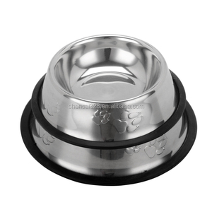 Cibo per animali domestici per cani o ciotola per l'acqua mangiatoia antiscivolo ciotole, tazze e secchi in acciaio inossidabile per cani con cerchio in Silicone 500 pezzi accetta - Product Image 4