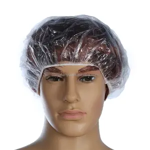 disposable waterproof PE plastic hotel shower cap for women