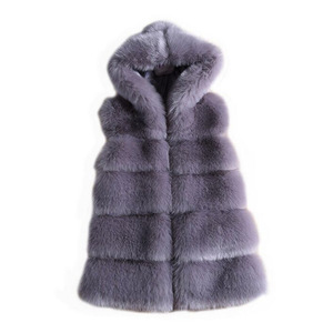 Venta al por mayor Jtfur moda abrigo de piel de zorro mujeres felpa invierno sin mangas <span class=keywords><strong>Chaleco</strong></span> de piel sintética - Product Image 4