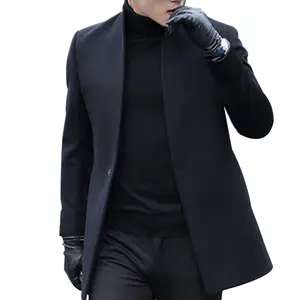 Новый дизайн популярные качество черно поясом Короткие шерстяная накидка кашемировое пальто мужские