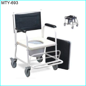 Chaise d'aisance de douche en aluminium avec fauteuil roulant d'aisance pour les patients Toilettes Fournitures de thérapie de réadaptation - Product Image 6