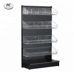 <span class=keywords><strong>Single</strong></span> Sided Flat Back Gondola Kệ Trưng Bày Bán Lẻ Với Giỏ Dây - Product Image 1