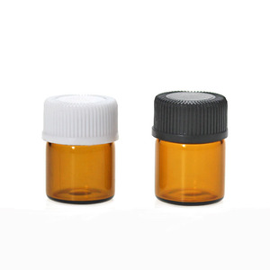 Mini <span class=keywords><strong>bouteille</strong></span> de flacon de gaz brun ambré 1ml 2ml 3ml 5ml 10ml avec bouchon d'insertion de <span class=keywords><strong>goutteur</strong></span> bouchon à vis pour test d'échantillon liquide d'huile essentielle - Product Image 1