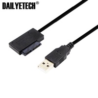 Câble adaptateur USB 2.0 à Mini Sata II 7 + 6 13 broches, convertisseur pour lecteur pour ordinateur portable de CD et DVD de format fin