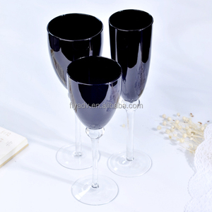 Juegos de Copas de <span class=keywords><strong>Vino</strong></span> <span class=keywords><strong>Tinto</strong></span> Decorativas al por Mayor, Color Negro y Rojo, con Tallo Transparente, Copas de Champán, Copas de <span class=keywords><strong>Vino</strong></span> para Bodas - Product Image 1