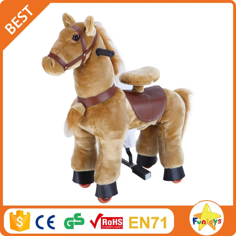 Funtoys Bambini bel Peluche Ride On Walking giocattolo Cavallo con Ruote Nero