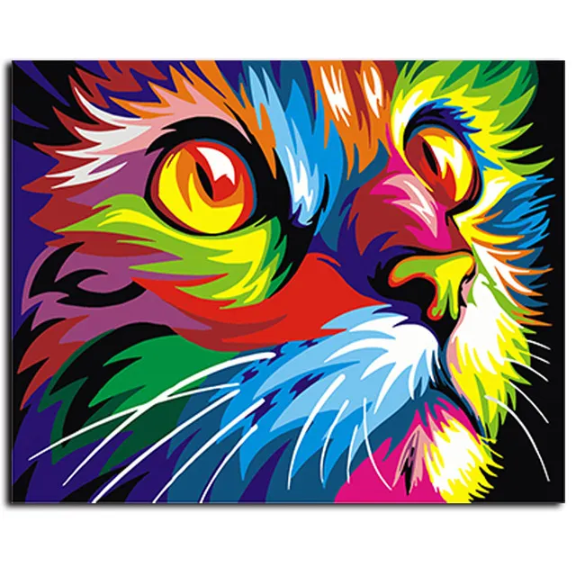 Amazon Hot selling Abstract Framed Oil Paint DIY Painting By Numbers Coloring By Numbers Colorful Animal Home Decoration 40*50cm