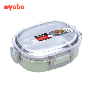 Оптовая продажа, портативный изоляционный Ланч-бокс 850 мл, эллипс, герметичный, пищевой пластик, нержавеющая сталь 304, для улицы, для студентов и детей - Product Image 2