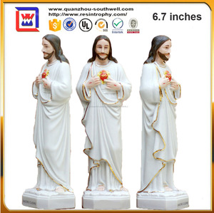 Católica estatuas religiosas <span class=keywords><strong>sagrado</strong></span> corazón de jesús figurita en artesanías de resina con ajuste del oro - Product Image 1