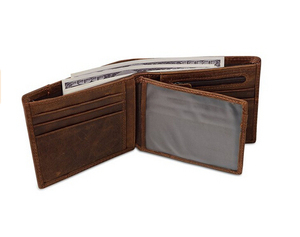 Boshiho vendita calda Design in vera pelle RFID blocco carta di credito da uomo <span class=keywords><strong>portafoglio</strong></span> <span class=keywords><strong>portafoglio</strong></span> sottile minimalista in pelle di cavallo pazzo - Product Image 2