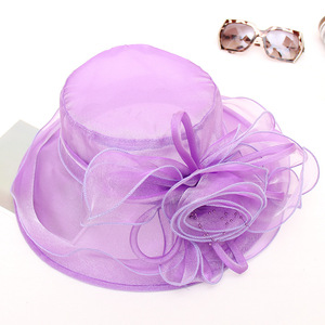 Nouvel arrivage Kentucky Derby Wide Brim <span class=keywords><strong>Church</strong></span> <span class=keywords><strong>Sinamay</strong></span> <span class=keywords><strong>Hats</strong></span> Plain Top Hat Adultes Outdoor Daily Use Character Organza Decoration - Product Image 3