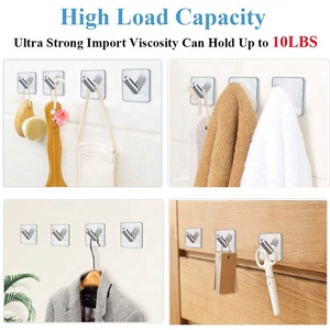 Adhesive <strong>Hooks</strong>, 4 Pack Stick <strong>Towel</strong> <strong>Hooks</strong> Heavy Duty Stainless Steel Bathroom Self Adhesive <strong>Hooks</strong> - Product Image 4