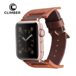 Lujo personalizado pulsera para <span class=keywords><strong>Apple</strong></span> <span class=keywords><strong>Watch</strong></span> <span class=keywords><strong>Sport</strong></span> <span class=keywords><strong>correa</strong></span> de cuero, de madera banda de reloj para iwatch banda de cuero - Product Image 1