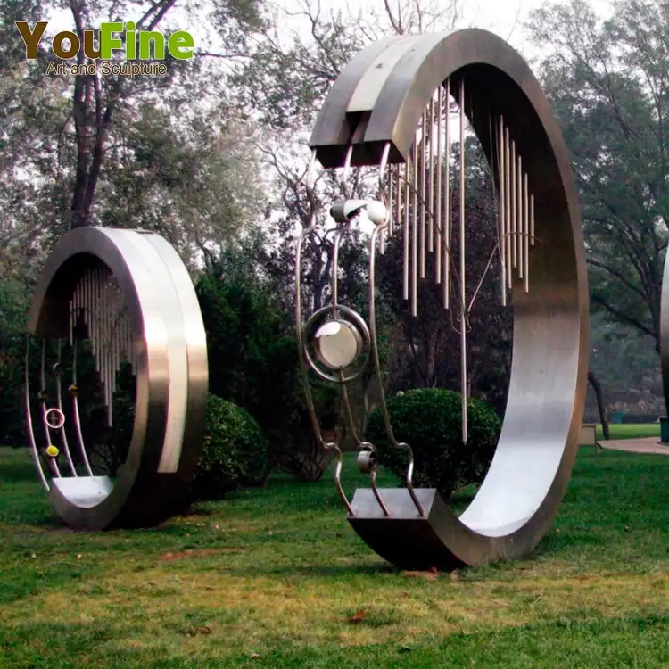 Decoración de lámpara de acero inoxidable escultura de jardín al aire libre