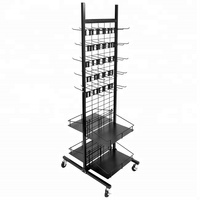 Présentoir rotatif moderne en métal triangulaire, écologique, recyclable, avec panneaux en treillis métallique détachables et revêtement poudré