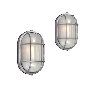 MODERN OUTDOOR WATERPROOF <strong>SILVER</strong> E26 E27 <strong>LIGHT</strong> for <strong>WALL</strong> CAST ALUMINIUM OUTDOOR OVAL BULKHEAD <strong>WALL</strong> <strong>LIGHT</strong> - Product Image 2
