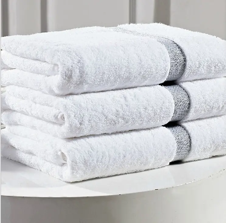 호텔과 온천장을 % s 도매 terrying 백색 색깔 폴리에스테 목욕 수건
