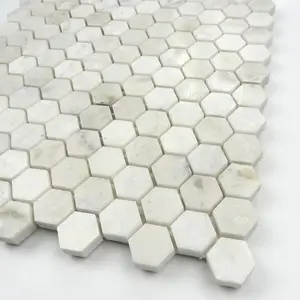 Italian Gray Hexagon With White Edge Marble Mosaic Tile Flooring Tile Interior Background Wall