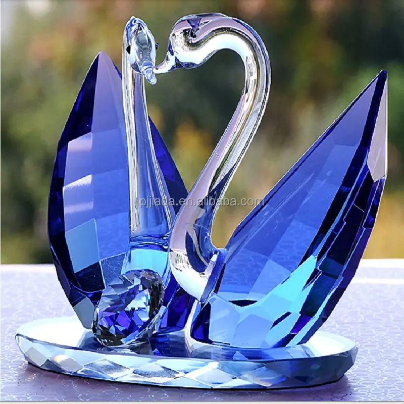 Crystal Glass Decorative Swan Figurines Feng Shui Crafts Swan Figurine For Home Wedding Decor