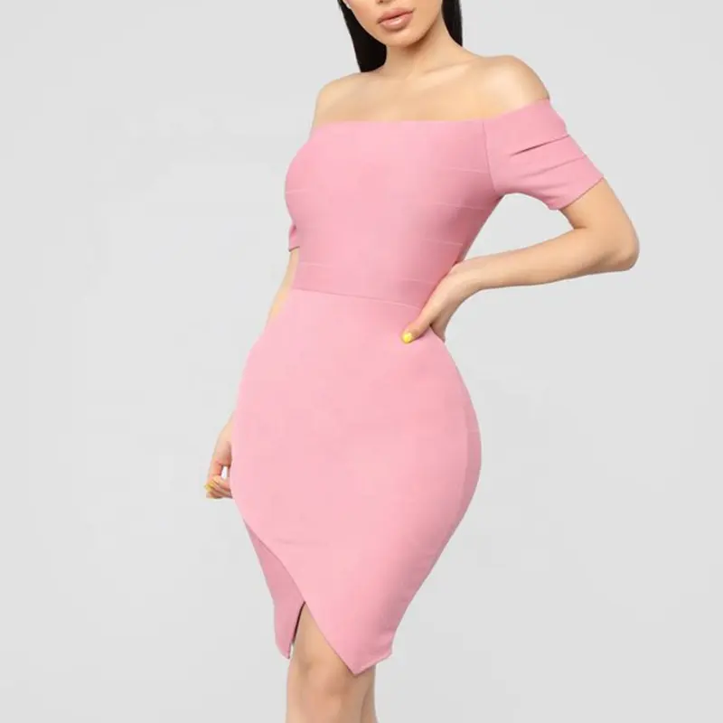 2019 الصيف المرأة زائد حجم الملابس ضمادة Bodycon فساتين متوسطة الطول الصين بالجملة اللياقة البدنية النساء اللباس الملابس