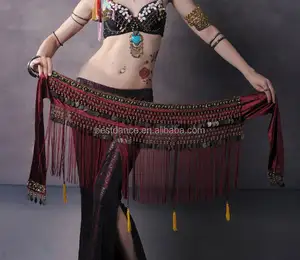 BestDance New Belly Dance Dancing Costume Hip Scarf Belt Skirt Tribal Fringe Tassel Belt&Copper Coins 3 colours