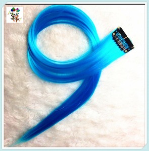 Extensions de <span class=keywords><strong>cheveux</strong></span> synthétiques longues lisses de couleur bleue à clipser HPC-2566, bon marché - Product Image 2