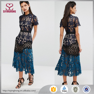 Abito Casual da Donna <span class=keywords><strong>in</strong></span> <span class=keywords><strong>Pizzo</strong></span> <span class=keywords><strong>Nero</strong></span> e Blu di Alta Qualità, <span class=keywords><strong>Taglie</strong></span> <span class=keywords><strong>Forti</strong></span>, Lunghezza Midi - Product Image 5