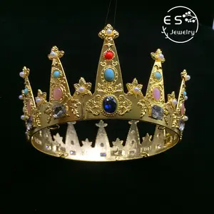 Antico Re Corona In Oro Pieno degli uomini Rotondi Corona Reale regina pageant tiara