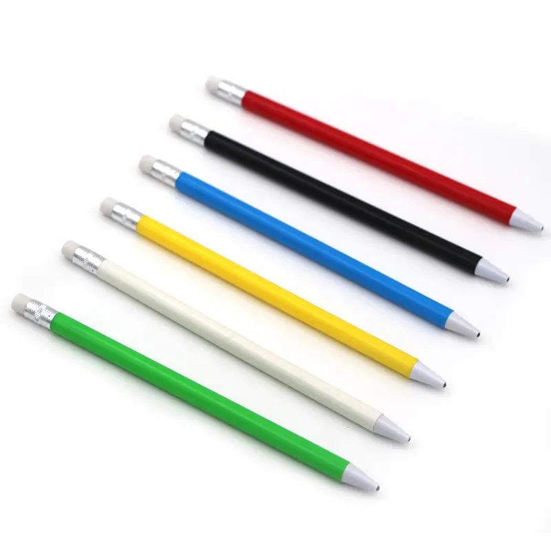 Toptan kalem şekilli silindirik ahşap otomatik kalem kalem silgi ile
