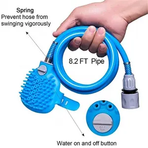 Brosse de bain pour animaux domestiques, outil de douche et de lavage pour chiens, accessoire de toilettage, adaptateurs de robinetterie bleue, utilisation à l'intérieur et à l'extérieur