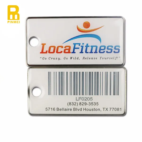 गर्म बिक्री बारकोड कुंजी टैग/कुंजी fobs / keychains के रूप में वीआईपी कार्ड क्लब जिम में सदस्य आईडी टैग QR कोड सीरियल नंबर टैग