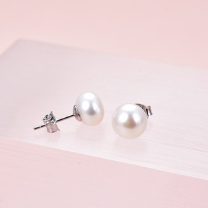 POLIVA-<span class=keywords><strong>pendientes</strong></span> redondos de perlas de agua dulce para bebé, <span class=keywords><strong>pendientes</strong></span> clásicos de <span class=keywords><strong>Plata</strong></span> de Ley 925 con perlas de agua dulce para fiesta, 925 - Product Image 4