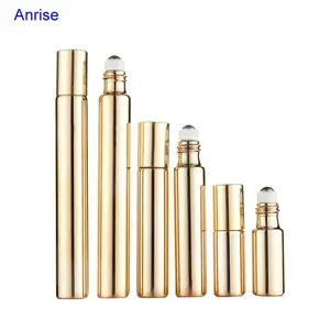 Luxury 5ミリリットル10ミリリットル15ミリリットルElectroplated Gold Essential Oil Roll On Bottle