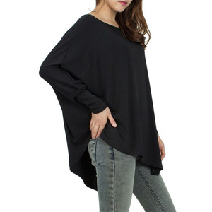 OEM ODM Casual señoras curva de cuello redondo y manga larga dobladillo Irregular superior en blanco para <span class=keywords><strong>mujer</strong></span> <span class=keywords><strong>Camisetas</strong></span> - Product Image 5