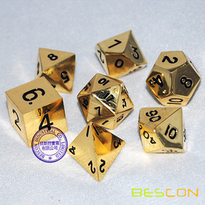 Ensemble de dés de jeu polyédriques en métal doré de luxe, dés de jeu de rôle dorés - Product Image 1