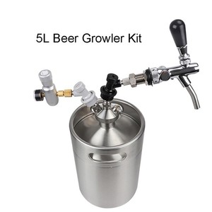 Barrilete del gruñidor de la cerveza del acero inoxidable 5L con el mini dispensador del barrilete, lanza del sistema del dispen - Product Image 1