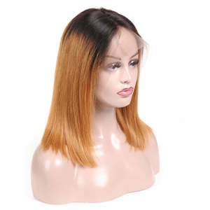 Parrucca a Bob corta dritta brasiliana Pre-pizzicata <span class=keywords><strong>capelli</strong></span> Remy con <span class=keywords><strong>capelli</strong></span> trasparenti in pizzo frontale fatti di <span class=keywords><strong>capelli</strong></span> umani - Product Image 2