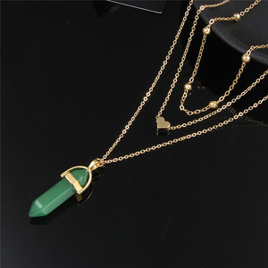 Doppio Strato di Migliori Amici di Cristallo Opale Naturale Pietra Proiettile Luna Doppio Strato Girocollo In Oro Collane Del Pendente Unisex Dei Monili del Regalo - Product Image 4