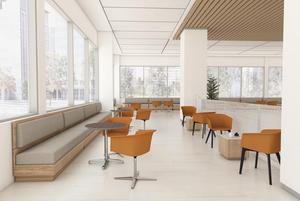Asientos de Dos Plazas para <span class=keywords><strong>Restaurante</strong></span> con Base de Madera Clara y Asiento y Respaldo Tapizados para Cafetería, Comedor y Muebles de Hotel - Product Image 3