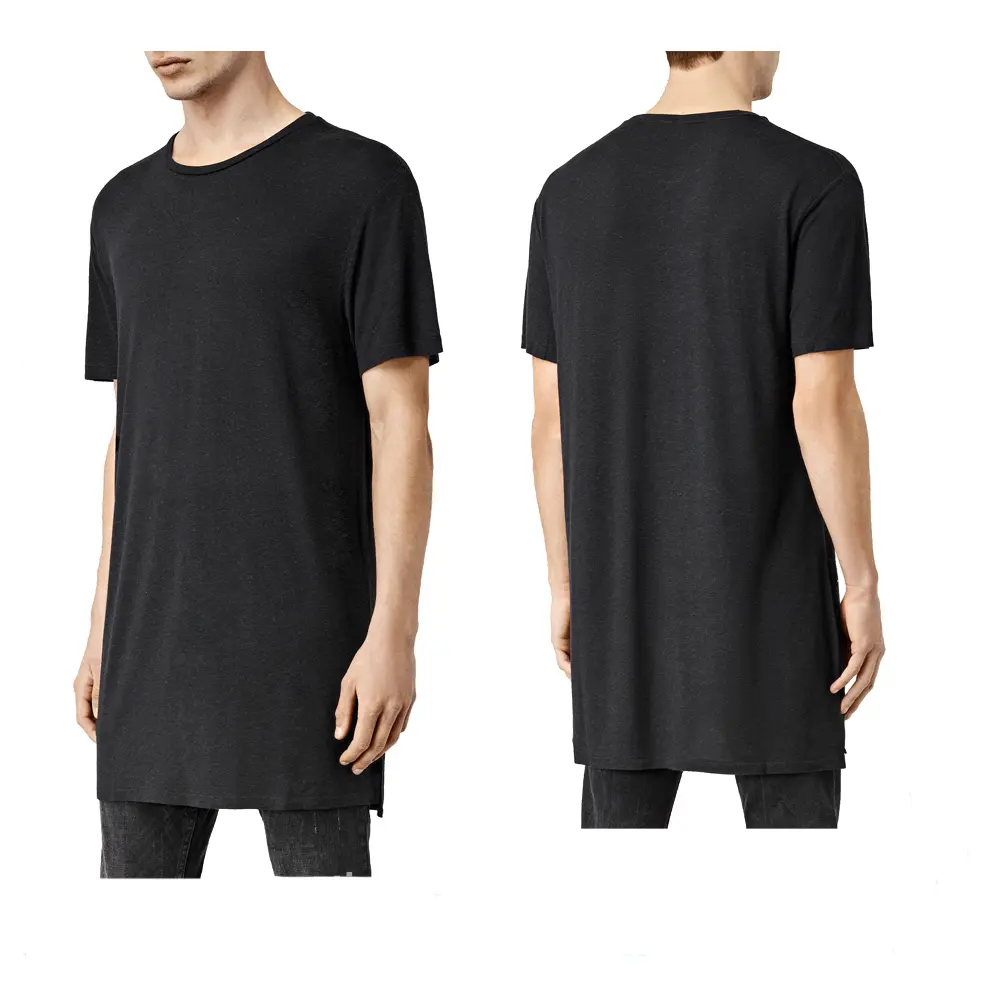 चीन परिधान थोक पुरुषों कपड़े रिक्त उच्च गुणवत्ता काले Longline लंबा Mens कपास टी शर्ट