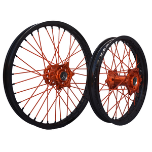 JS 21/19 jeu de jantes de moto à rayons pour Dirt Bike, compatible avec Suzuki RM125 RM250 1996-2008 avec mamelon doré et rayon noirci - Product Image 2