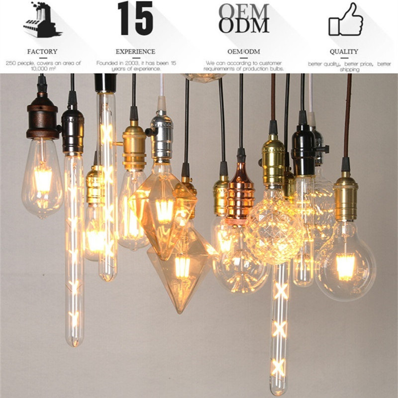 2 W 4 W 6 W 8 W E26 E27 B22 ST64 LED Vintage Edison Ampoules A60 C35 T45 T30 G80 G95 G125 Filament Dimmable LED ampoule