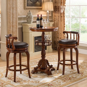 <span class=keywords><strong>Tabouret</strong></span> de bar moderne pivotant en cuir haut de gamme et bois massif - Product Image 5