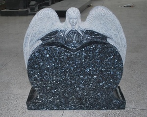 Lápidas De ángel De Granito Negro Con Descuento Para Tumbas MOKK-111
